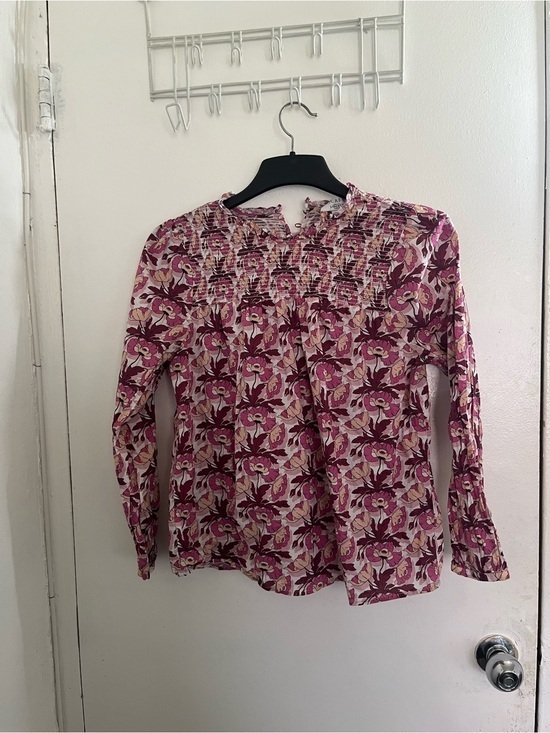 J. Crew Tops - J. Crew Pink Floral Smocked Long-Sleeve Blouse
